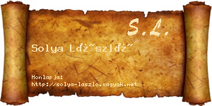 Solya László névjegykártya